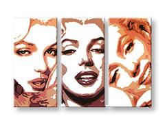 Ručne maľovaný POP Art obraz Marilyn Monroe 3 dielny  mon2
