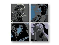 Ručne maľovaný POP Art obraz Rolling Stones 4 dielny  rs