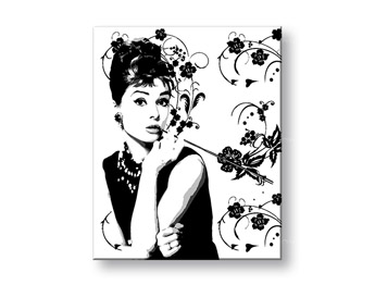 Ručne maľovaný POP Art obraz Audrey Hepburn ah4