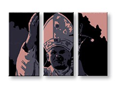 Ručne maľovaný POP Art obraz Ján Pavol II. 3 dielny  pap