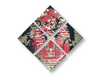 Ručne maľovaný POP Art obraz Tutan Chamon 4 dielny  tu