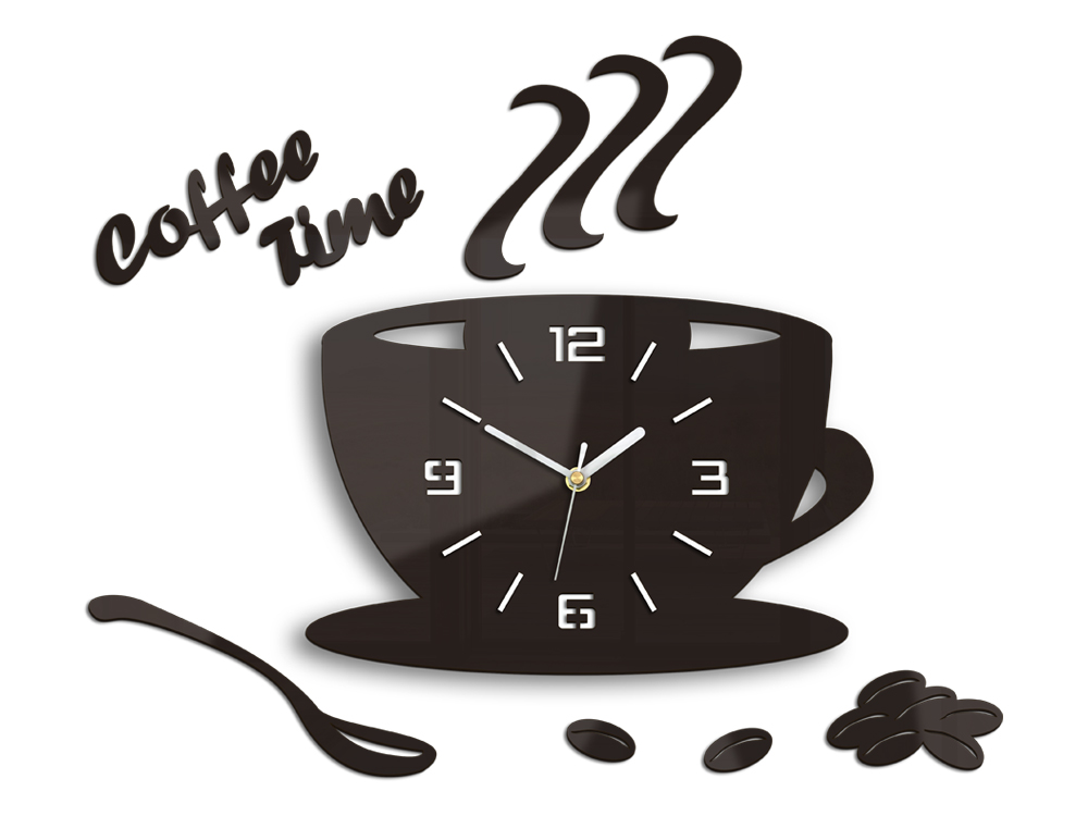 E-shop Moderné nástenné hodiny COFFE TIME 3D WENGE wenge