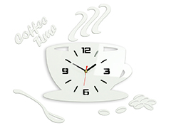 Moderné nástenné hodiny COFFE TIME 3D WHITE 