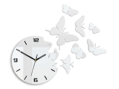 Moderné nástenné hodiny BUTTERFLIE 3D WHITE 