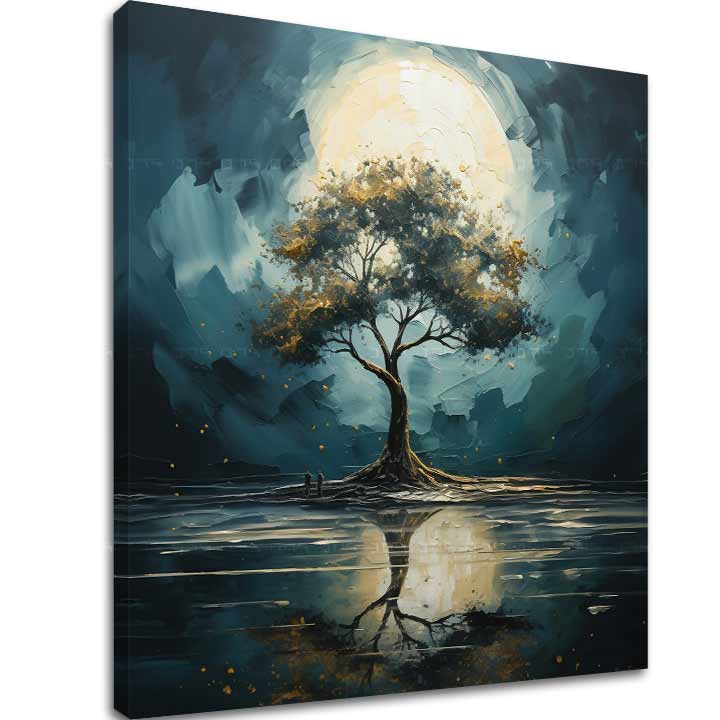 Moderný nástenný dekor Strom mesačnej noci - PREMIUM ART