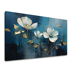 Nadčasová elegancia na plátne Modrá abstrakcia so zlatými akcentmi | 40x60 cm