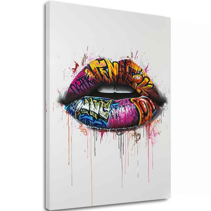 Obraz Graffiti Lips | Talianske plátno | 60x90 cm
