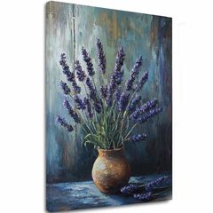 Obraz levanduľová harmónia | Pokoj v hlinenej váze | Akrylové detaily 40x60 cm