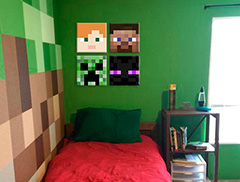 Minecraft obraz - Najlepšie postavičky na plátne - Alex, Steve, Enderman, Creeper