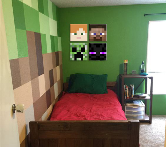 E-shop Minecraft obraz - Najlepšie postavičky na plátne - Alex, Steve, Enderman, Creeper