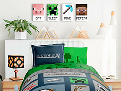 Minecraft obraz - Najlepšie postavičky na plátne - Eat, Sleep, Mine, Repeat