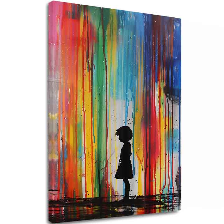 Obraz Rainbow Silhouette na plátne | Maľovaná štruktúra | 100x150 cm