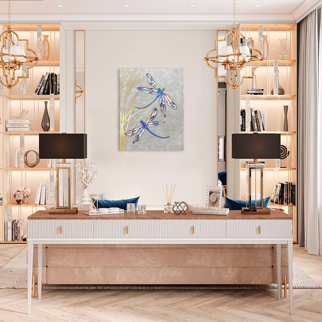 Obrazy na plátne - PREMIUM ART – Lietajúce vážky 40x50 cm