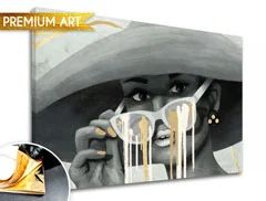 Obrazy na plátne - PREMIUM ART – Žena v klobúku Zľava 30 % 70x50 cm