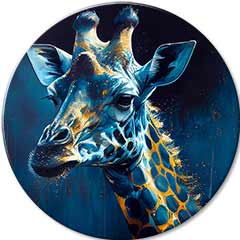 Okrúhle obrazy s akrylom Nočná aura žirafy | rôzne rozmery