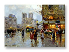 Obraz na plátne PLACE SAINT-MICHEL ET NOTRE DAME – Edouard Leon Cortes 