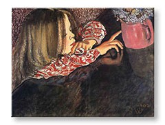 Obraz na plátne DIEVČA S VÁZOU S KVETMI – Stanislaw Wyspiański 