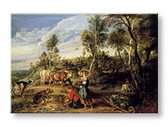 Obraz na plátne MILKMAIDS WITH CATTLE IN A LANDCAPE – Peter Paul Rubens 
