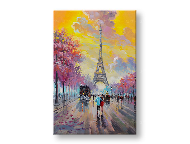 Maľovaný obraz na stenu PRECHÁDZKA V PARÍŽI 60x90 cm