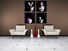 Ručne maľovaný POP Art obraz Kiss 80x80 cm