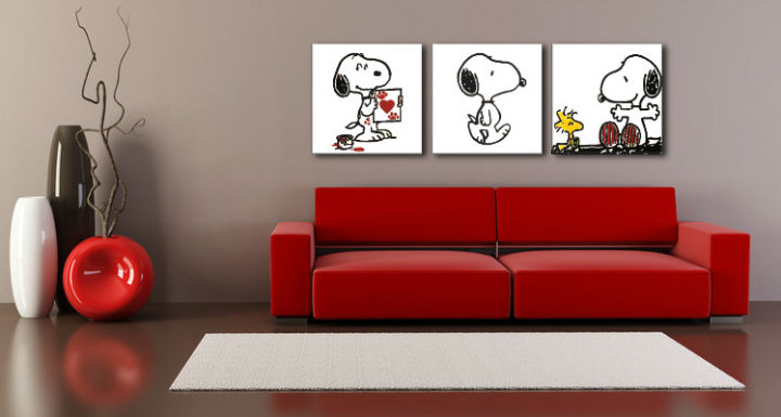 Ručne maľovaný POP Art obraz SNOOPY 210x70 cm